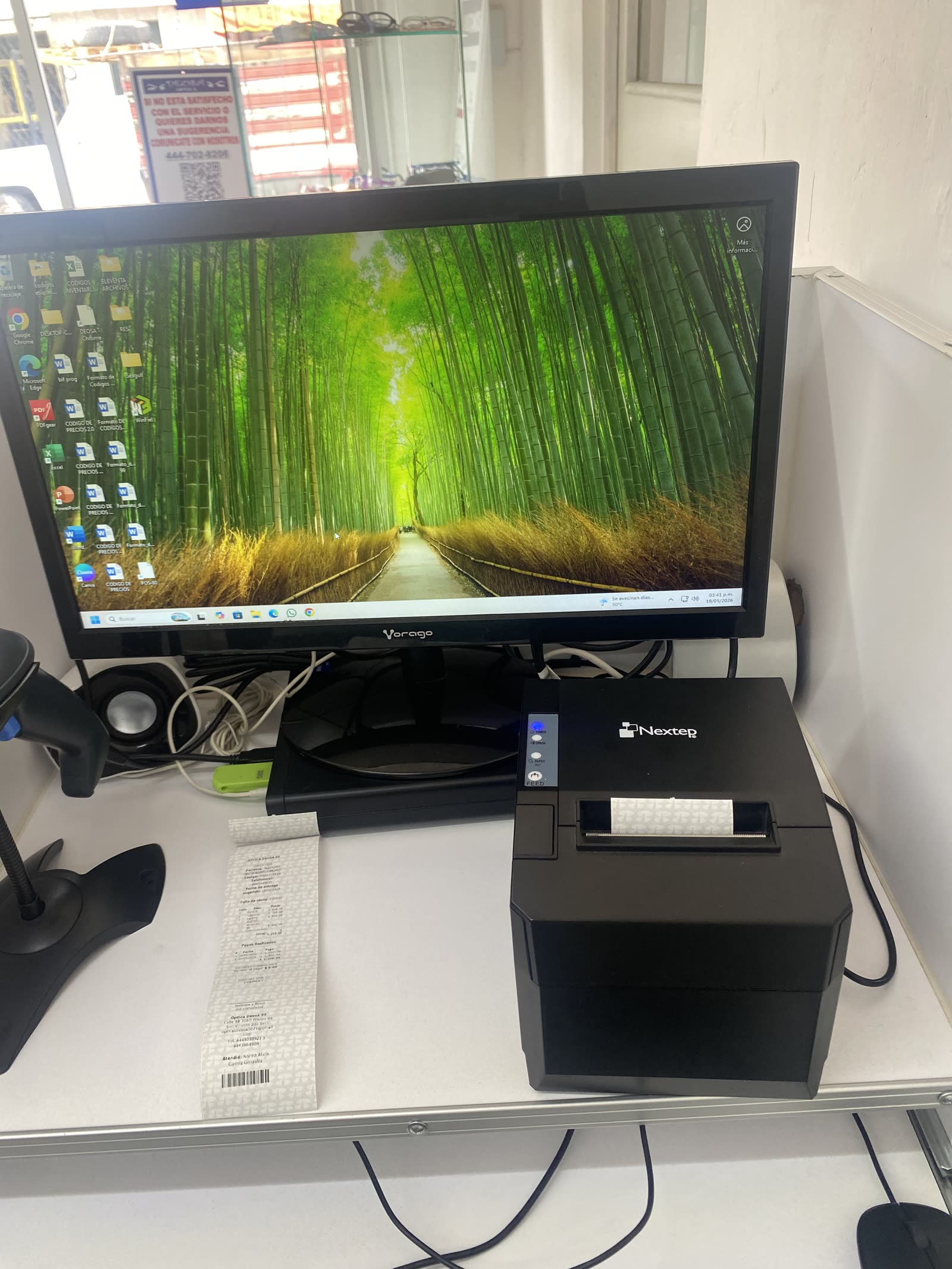 Estación punto de venta con impresora térmica